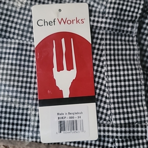 NWT ChefWorks Unisex Basic Chef Pants, Size: 34, Color: Black/White Checkered - Picture 10 of 10